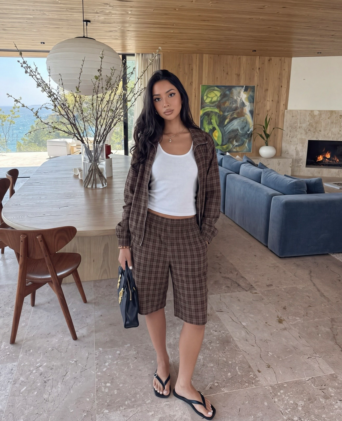Espresso Plaid Zip-Up